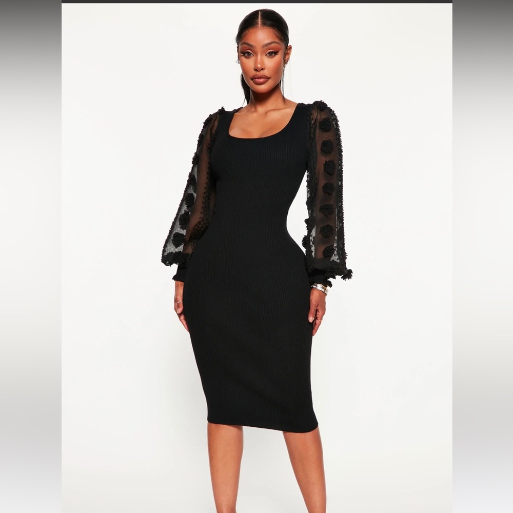 Black Sweater STRETCH Midi Dress NWOT. Fits 1X -3X